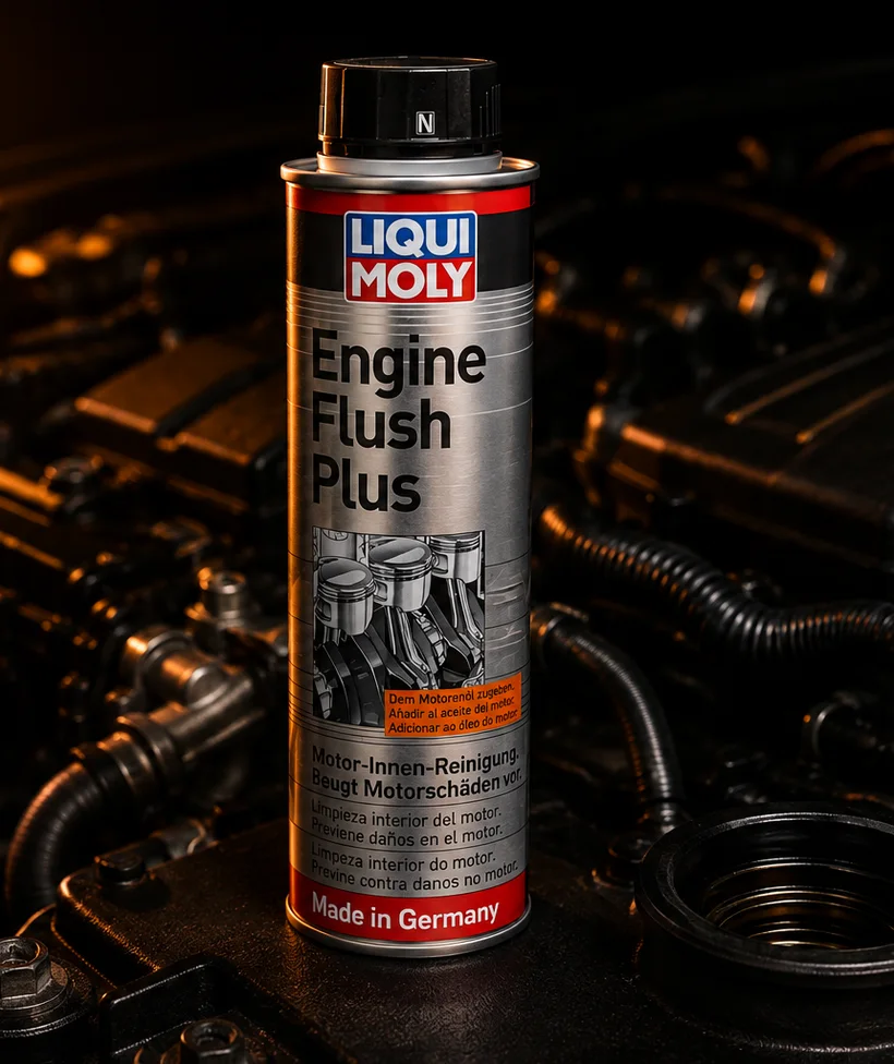 Engine Flush Plus de Liqui Moly: el limpiador interno del motor antes del cambio de aceite — infografía